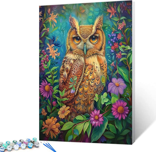 Floral Owl Painting by Numbers