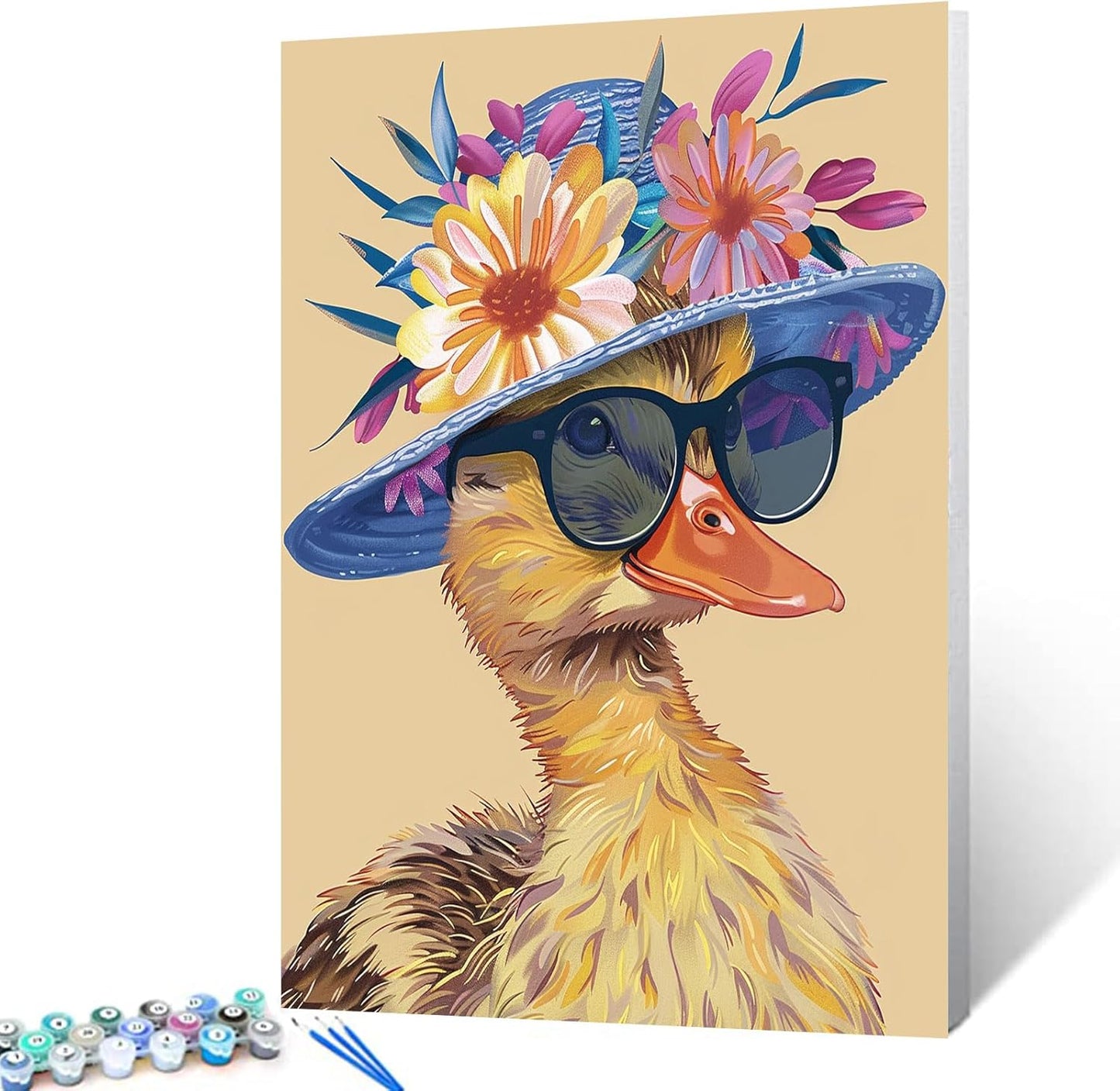 Yellow Duck with Sunglass Painting by Numbers