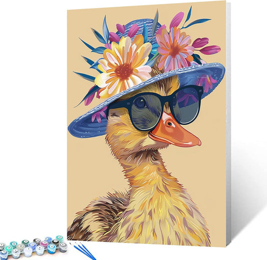 Yellow Duck with Sunglass Painting by Numbers