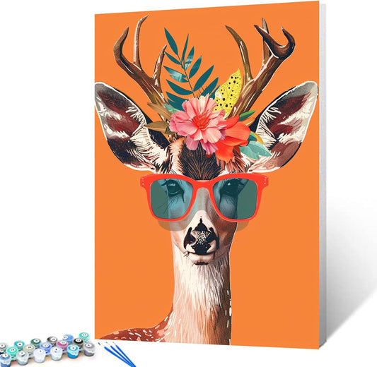 Peaceful Deer Wearing Sunglasses Painting by Numbers