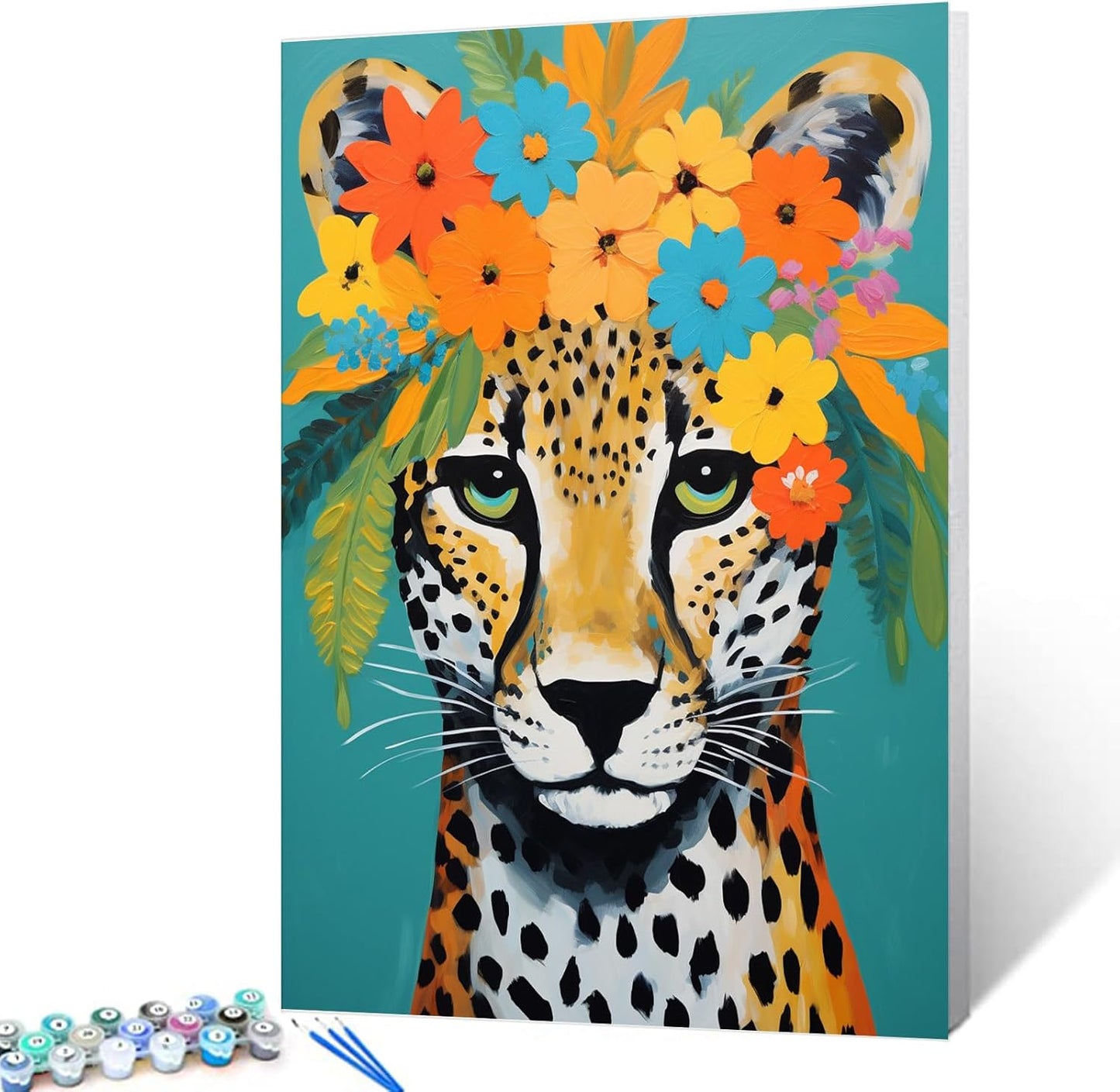 Leopard with Flower Crown Painting by Numbers