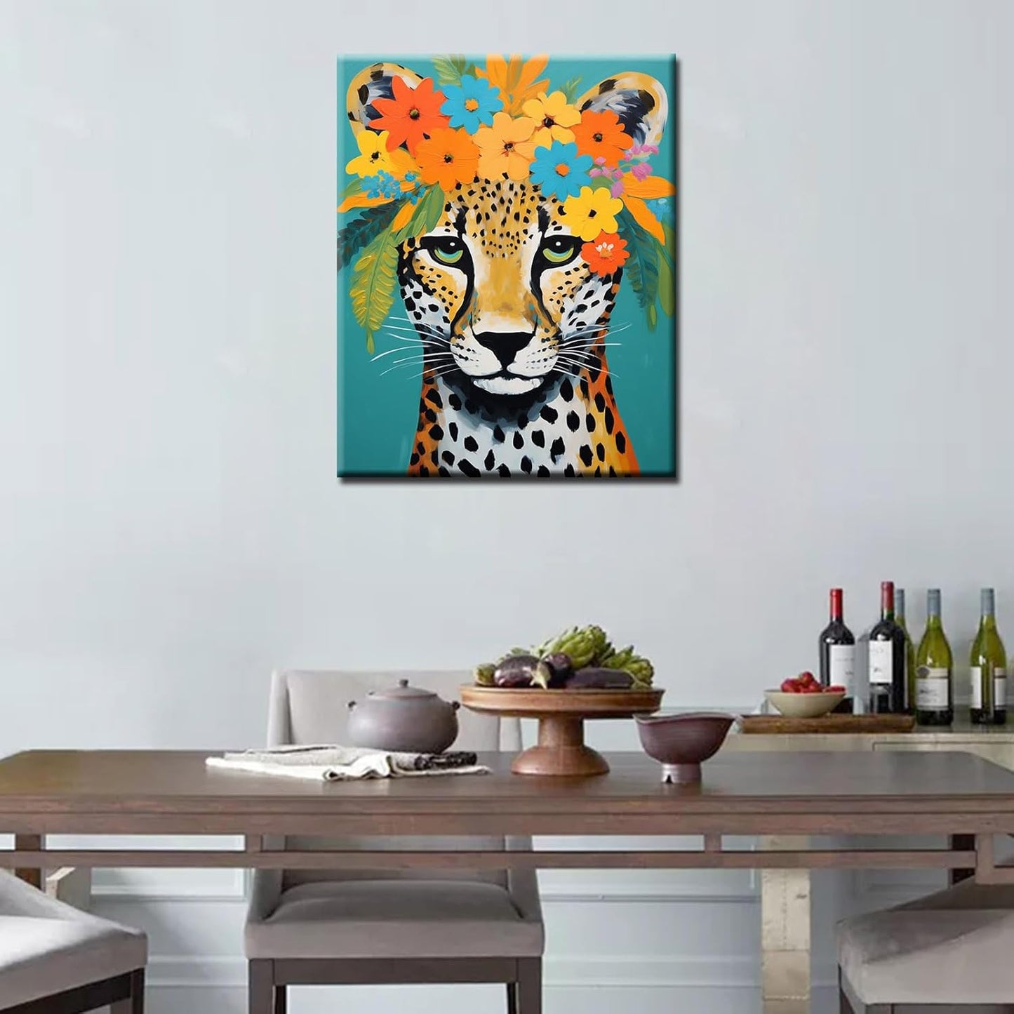 Leopard with Flower Crown Painting by Numbers