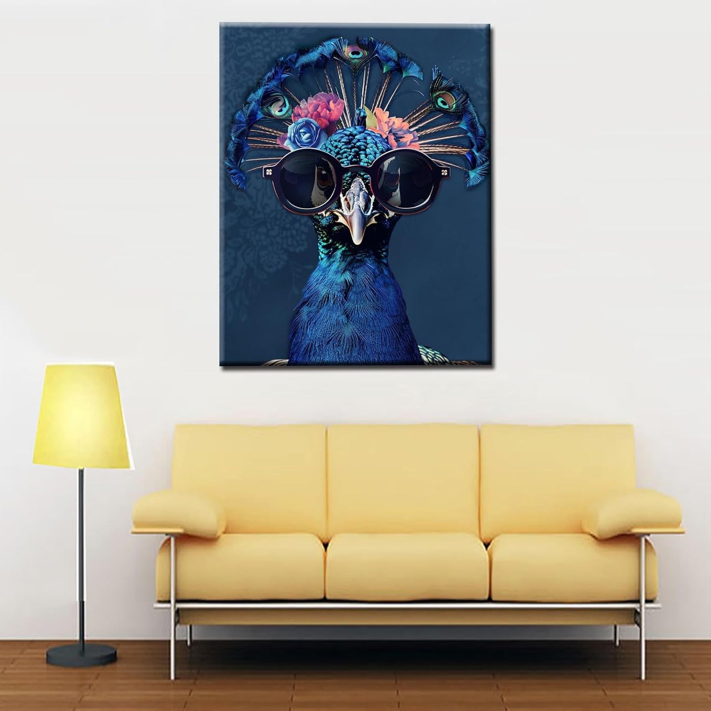 Blue Peafowl Wearing a Big Shades Painting by Numbers