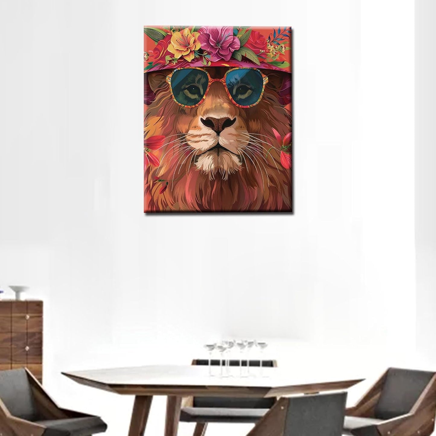 Lion Wearing Sunglasses Painting by Numbers