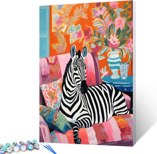 Zebra Sitting on Sofa Paint by Numbers