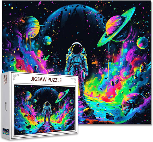 Astronauts in Galaxy Nebula Jigsaw Puzzles