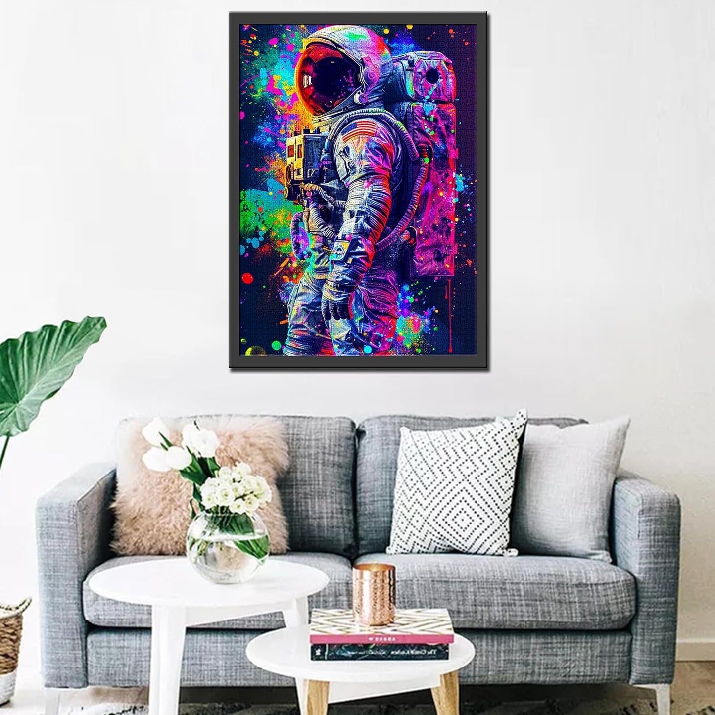 Purple Graffiti Astronaut Silhouette Jigsaw Puzzles