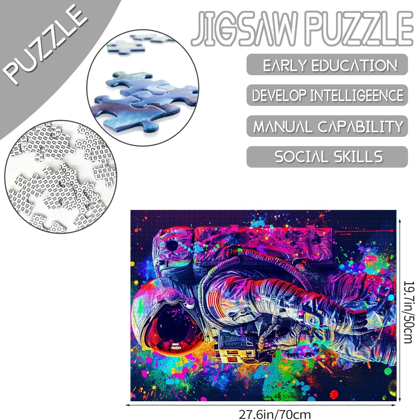 Purple Graffiti Astronaut Silhouette Jigsaw Puzzles