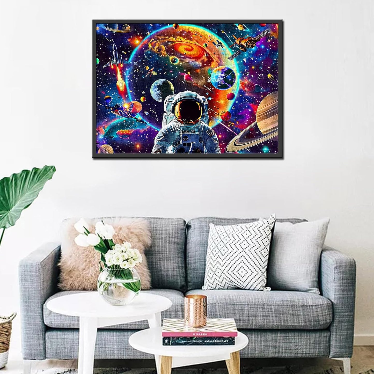 Astronaut with Galaxy and Spaceship Jigsaw Puzzles