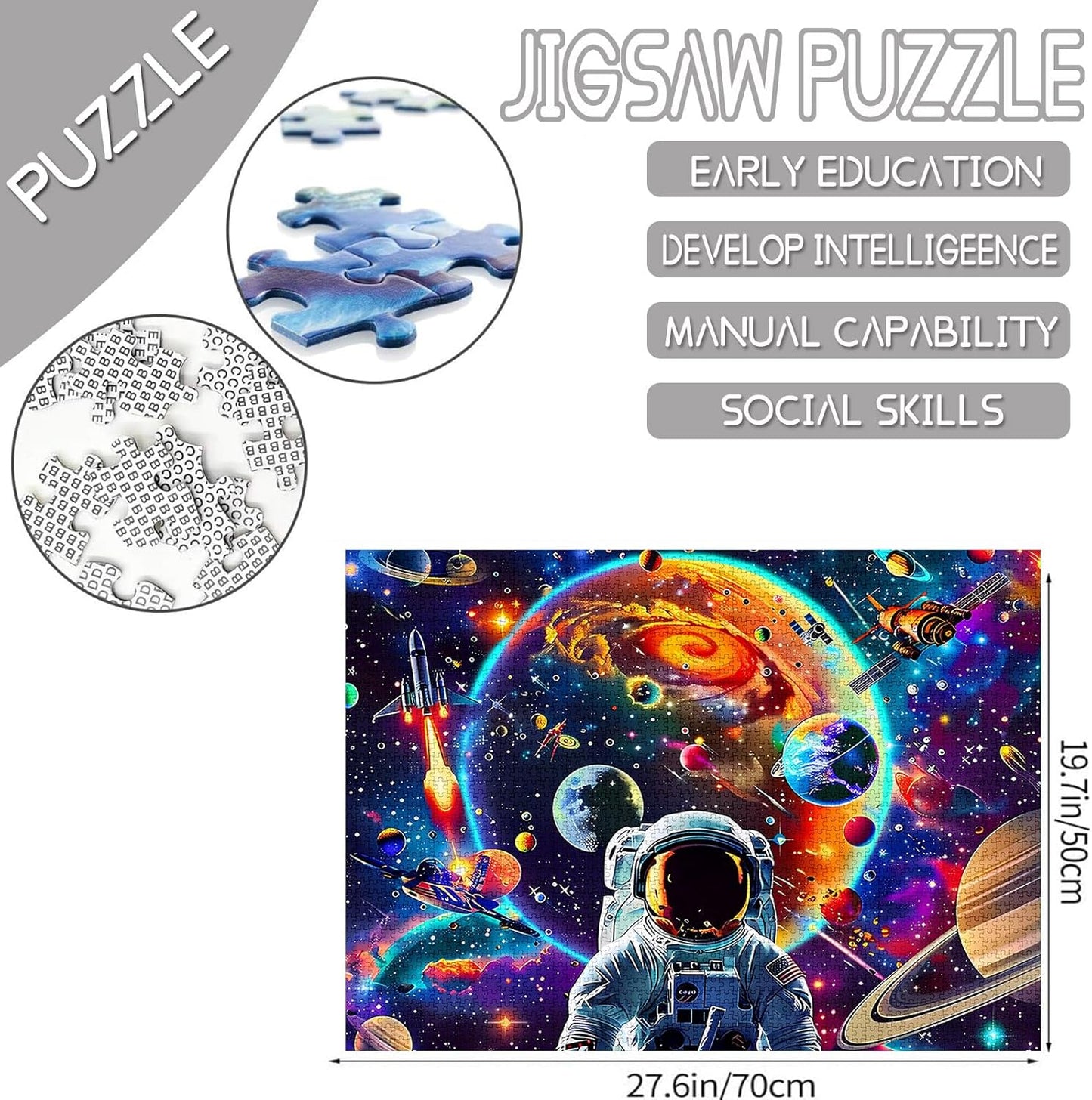 Astronaut with Galaxy and Spaceship Jigsaw Puzzles