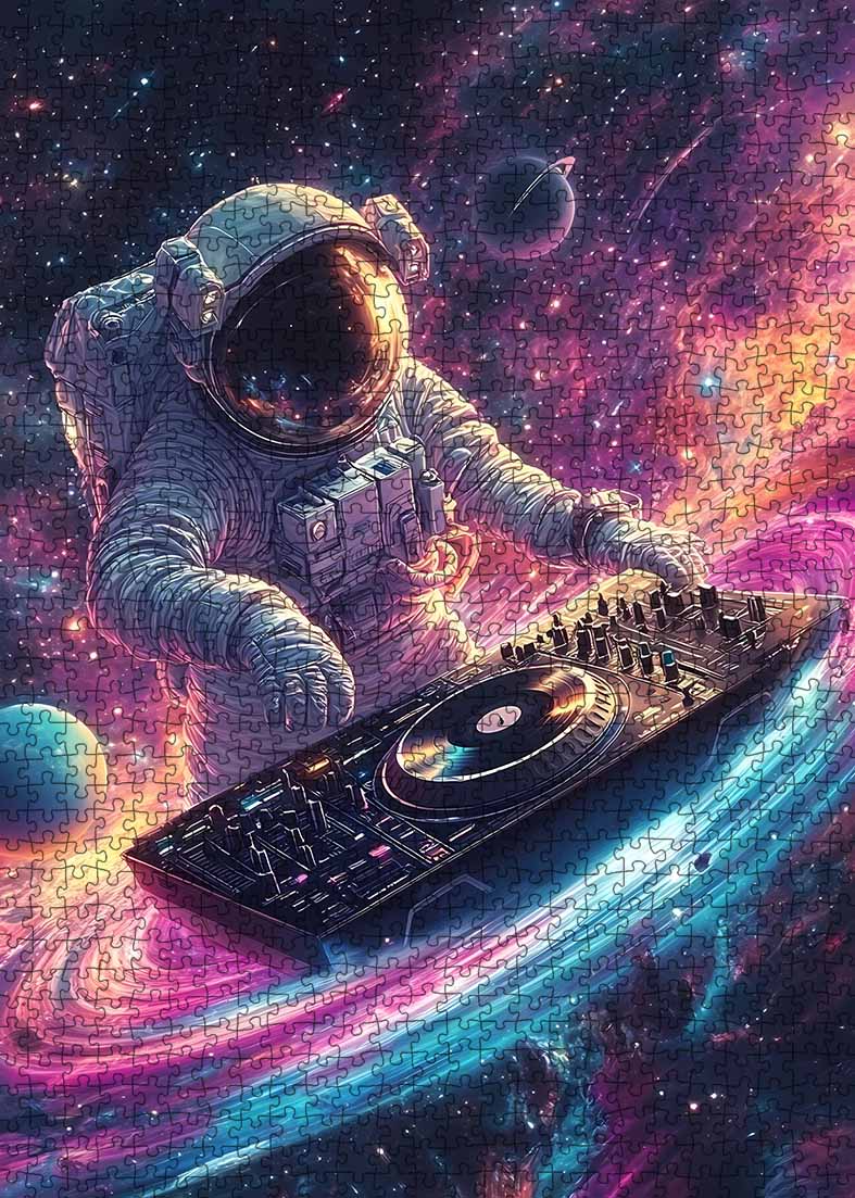 Astronaut DJ in the Cosmic Groove Jigsaw Puzzle