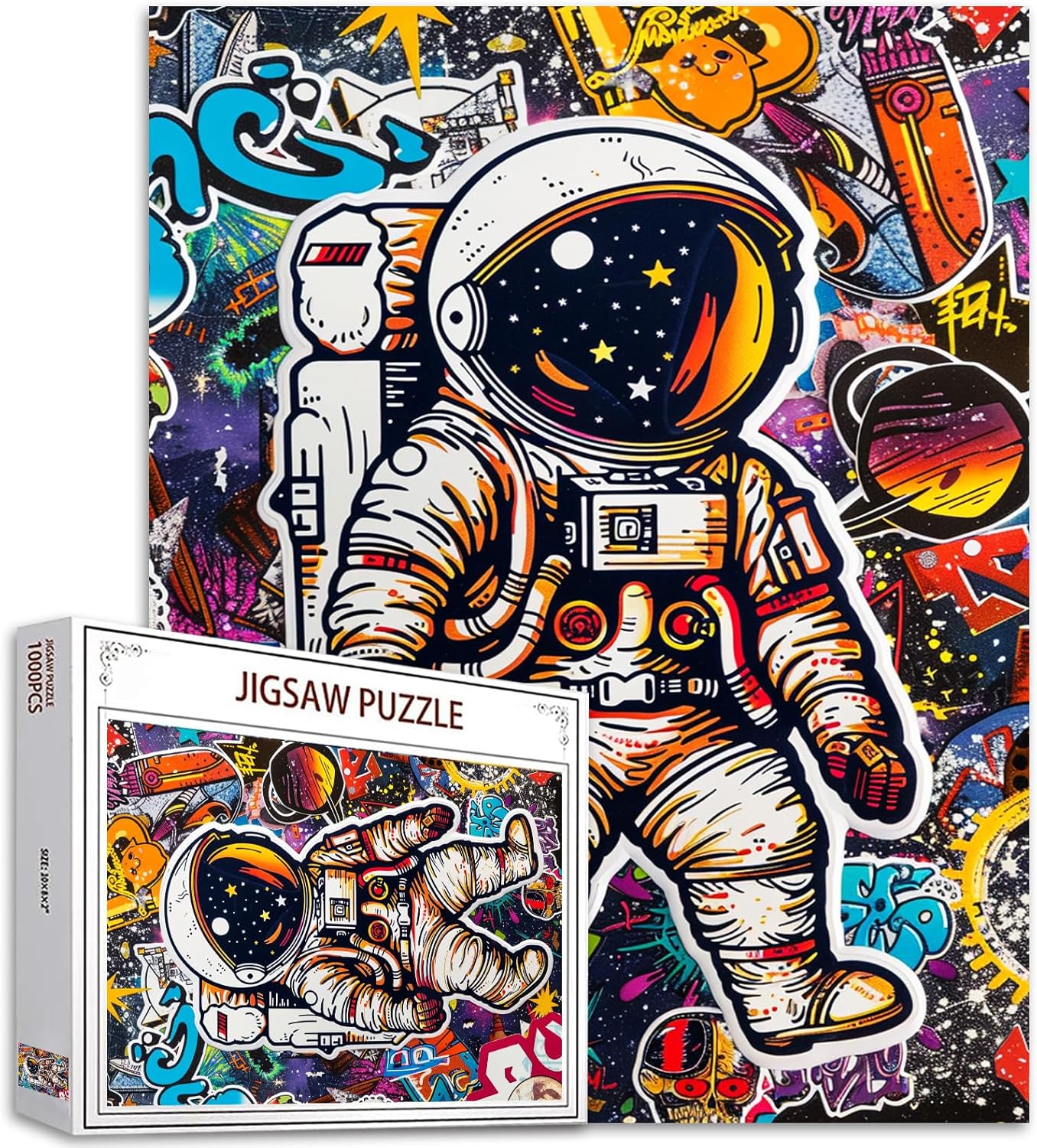 Graffiti Style Cute Astronaut Jigsaw Puzzles