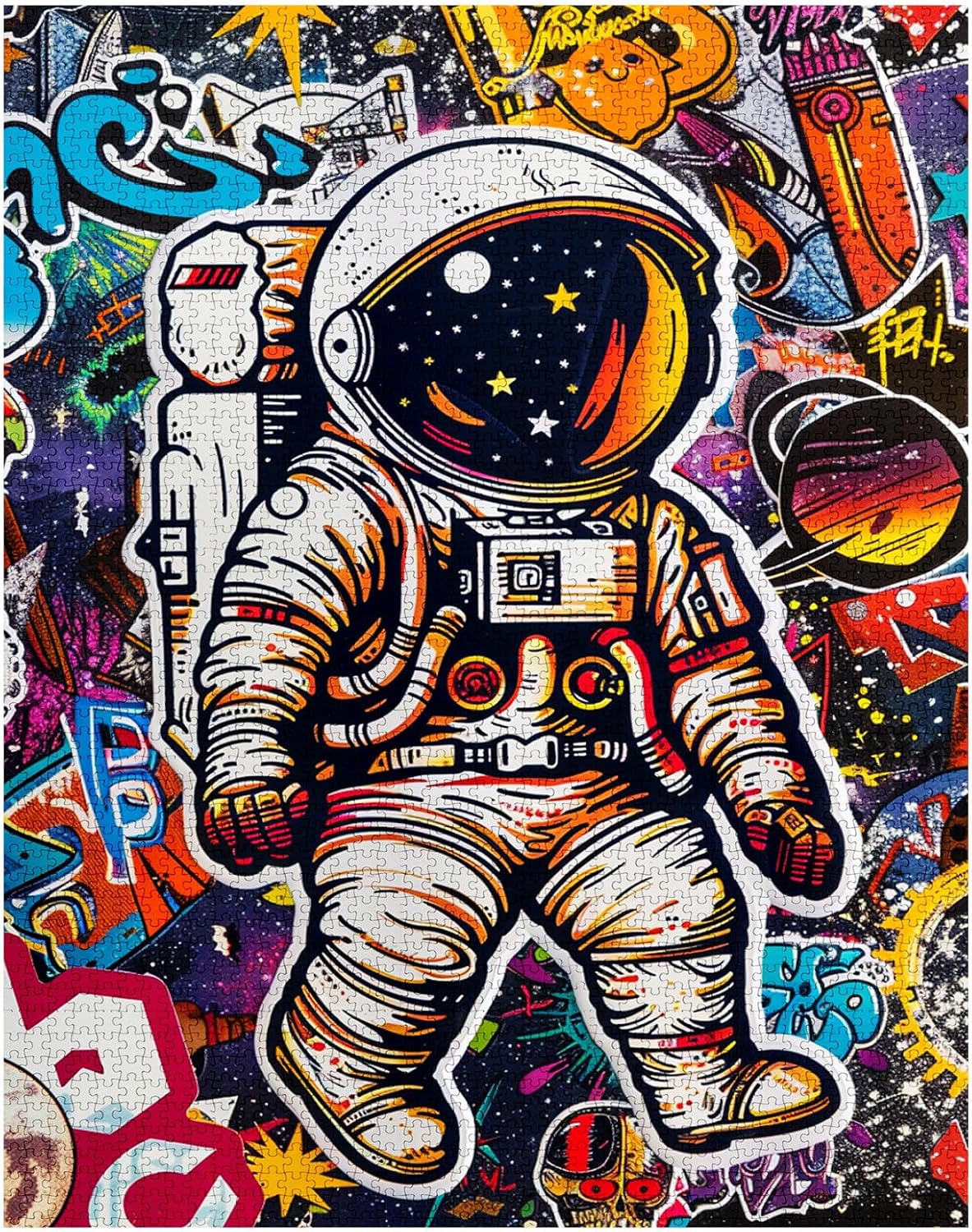 Graffiti Style Cute Astronaut Jigsaw Puzzles