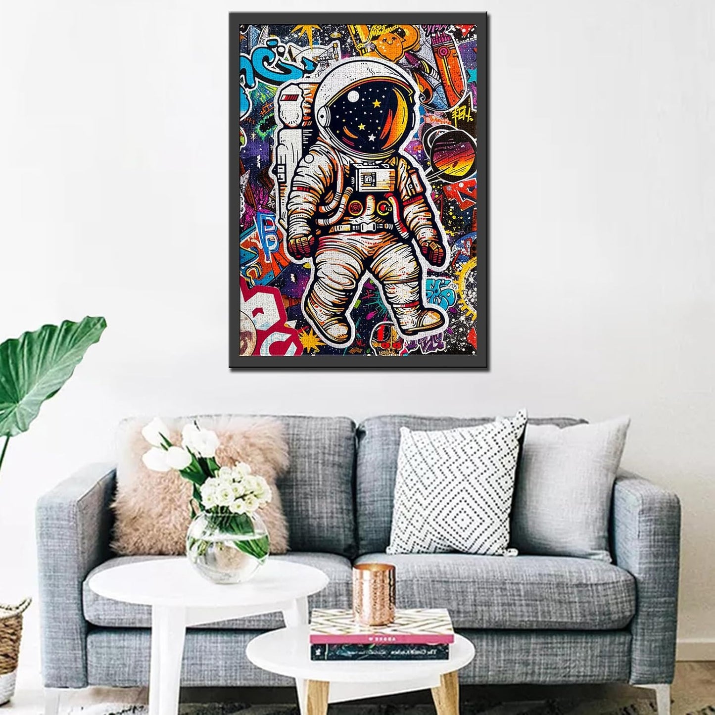 Graffiti Style Cute Astronaut Jigsaw Puzzles