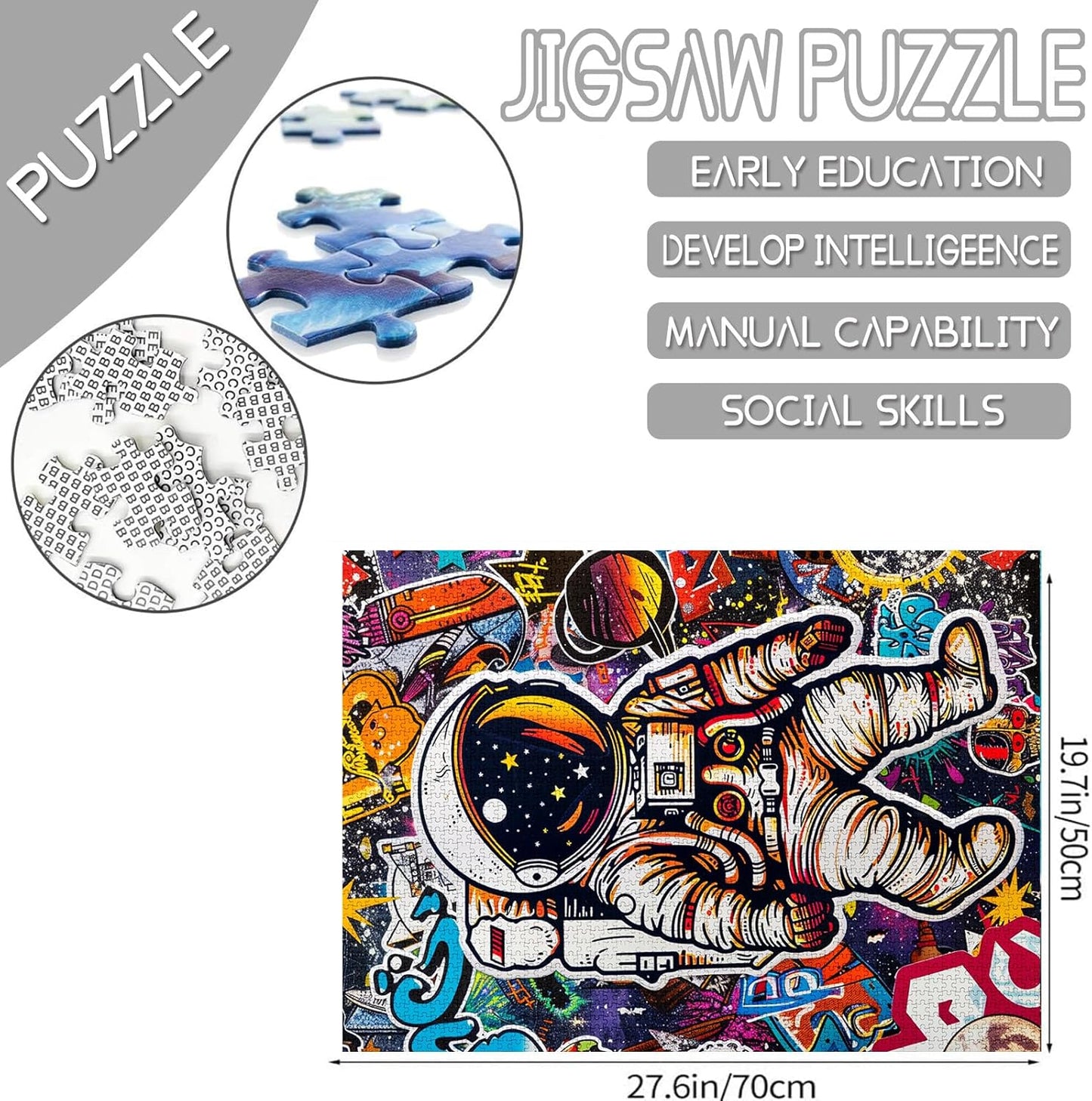 Graffiti Style Cute Astronaut Jigsaw Puzzles