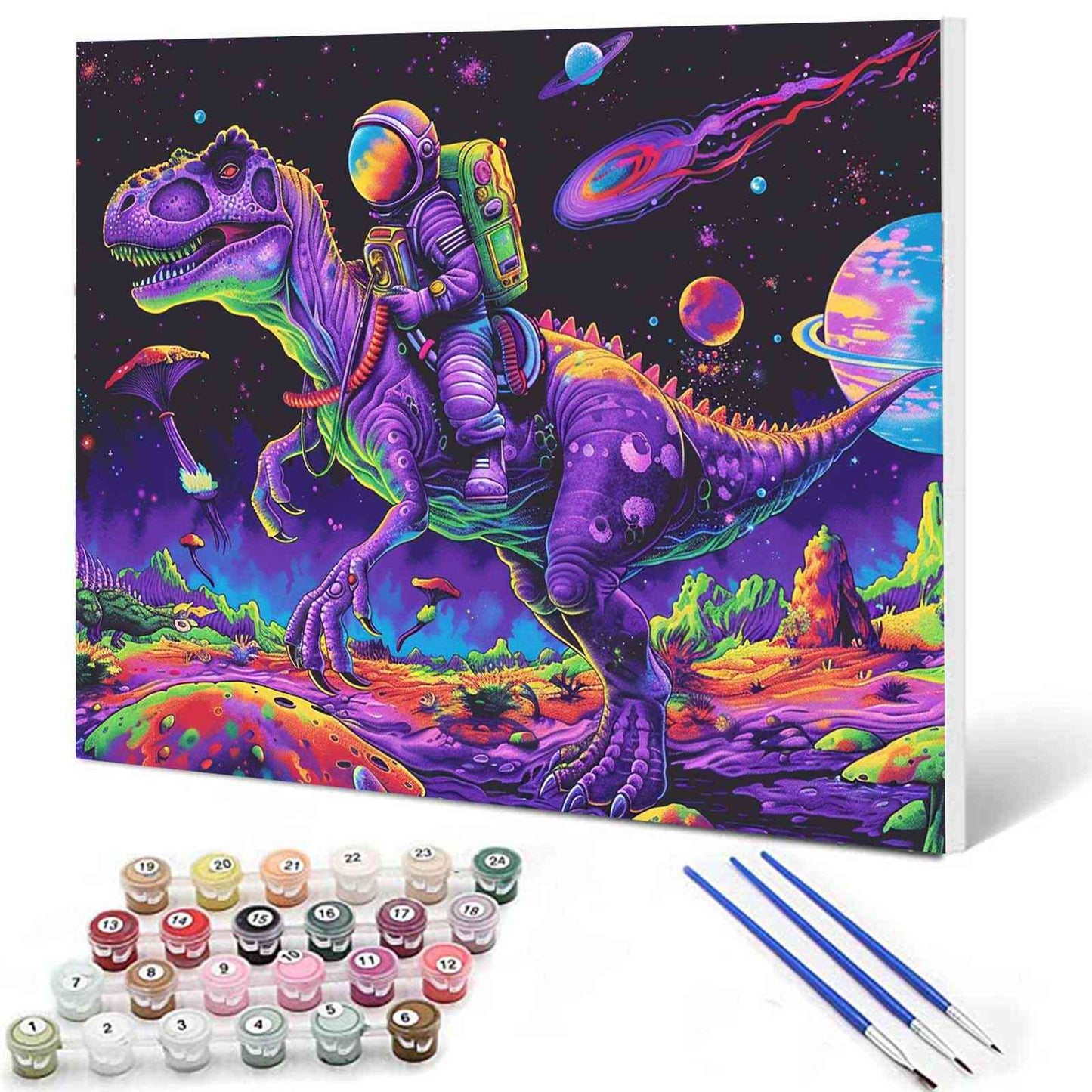 Astronaut Riding Dinosaur Paint by Numbers