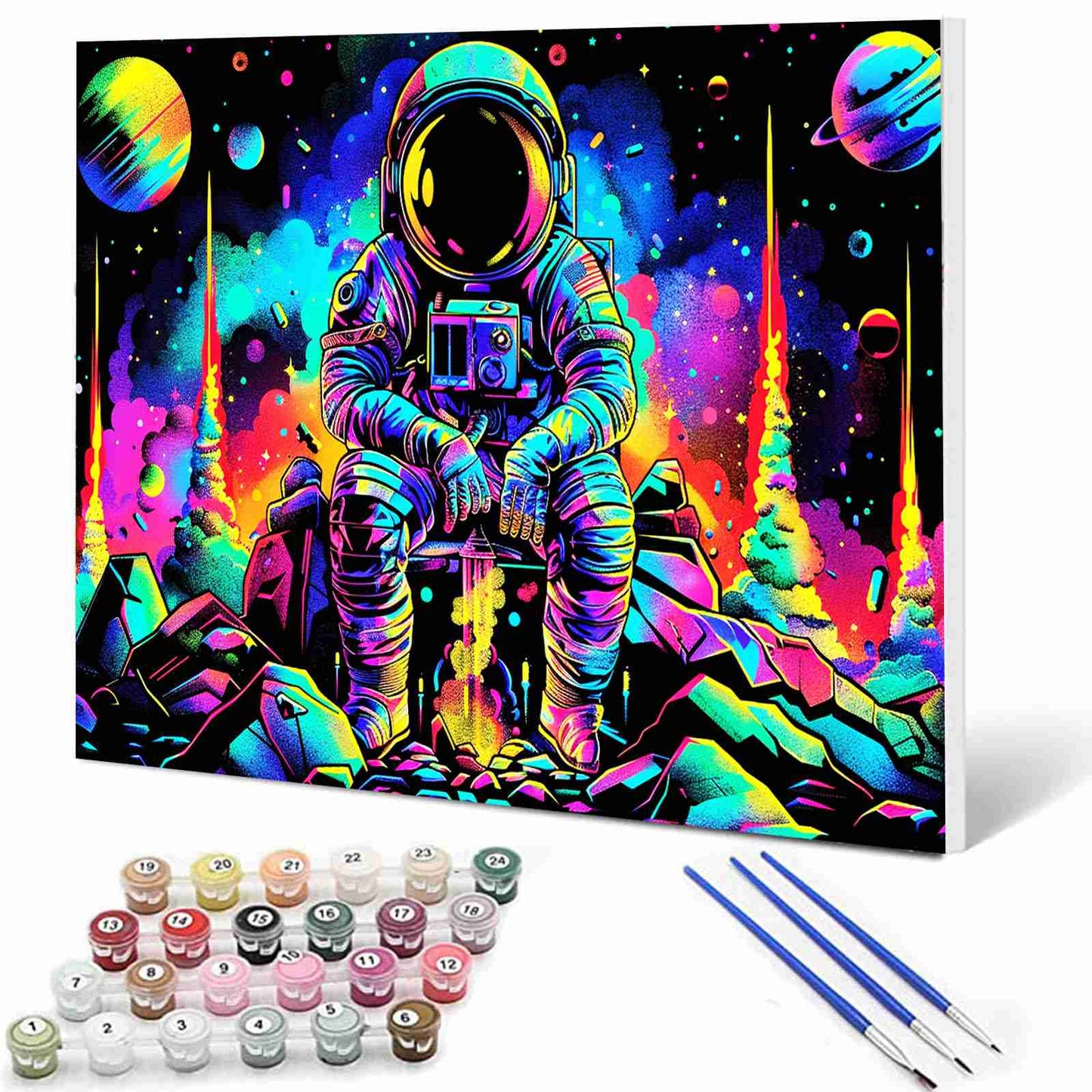 Astronaut Sitting on Rock Paint by Numbers