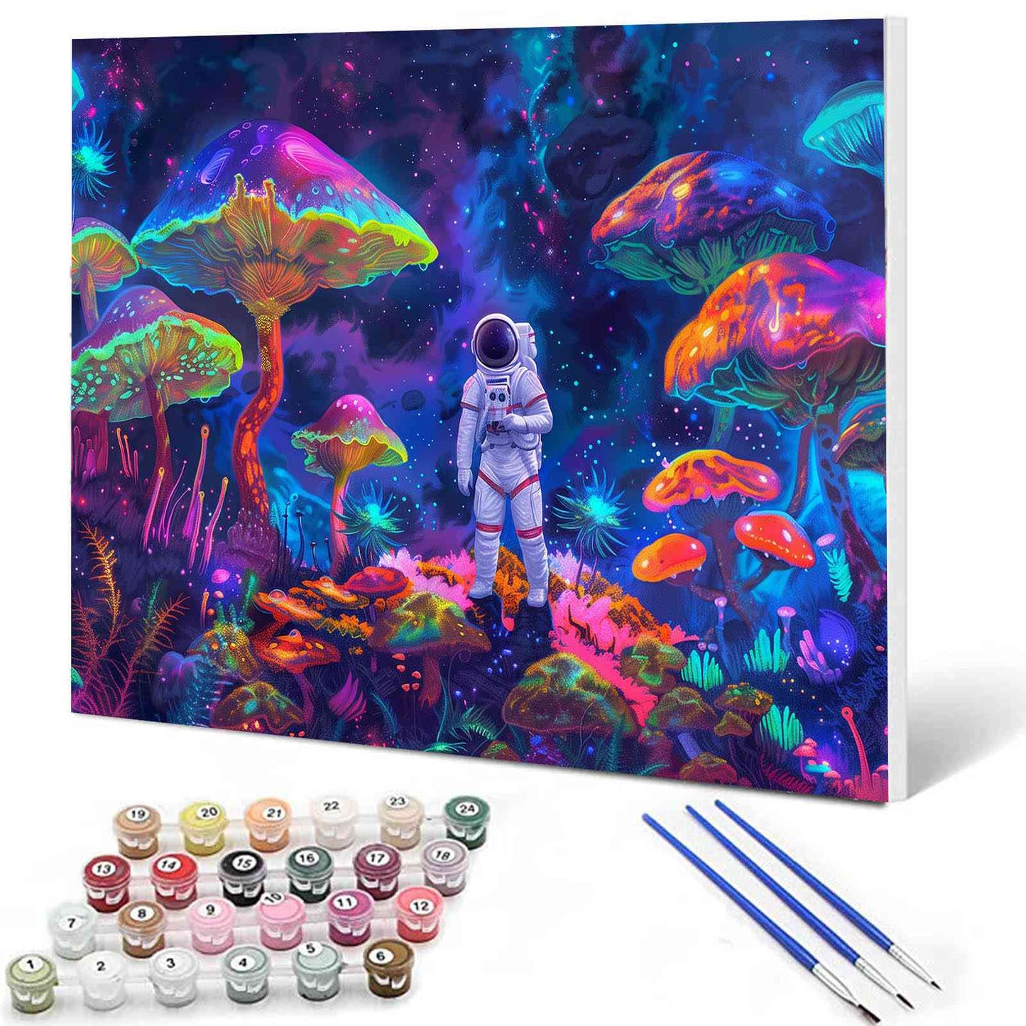 Astronaut on Mushroom Planet Paint by Numbers