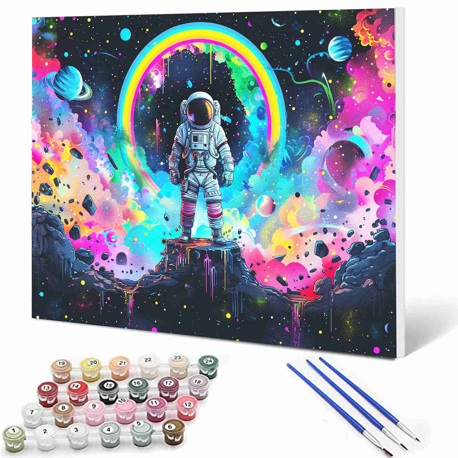 Astronaut in Space Rainbow Paint by Numbers