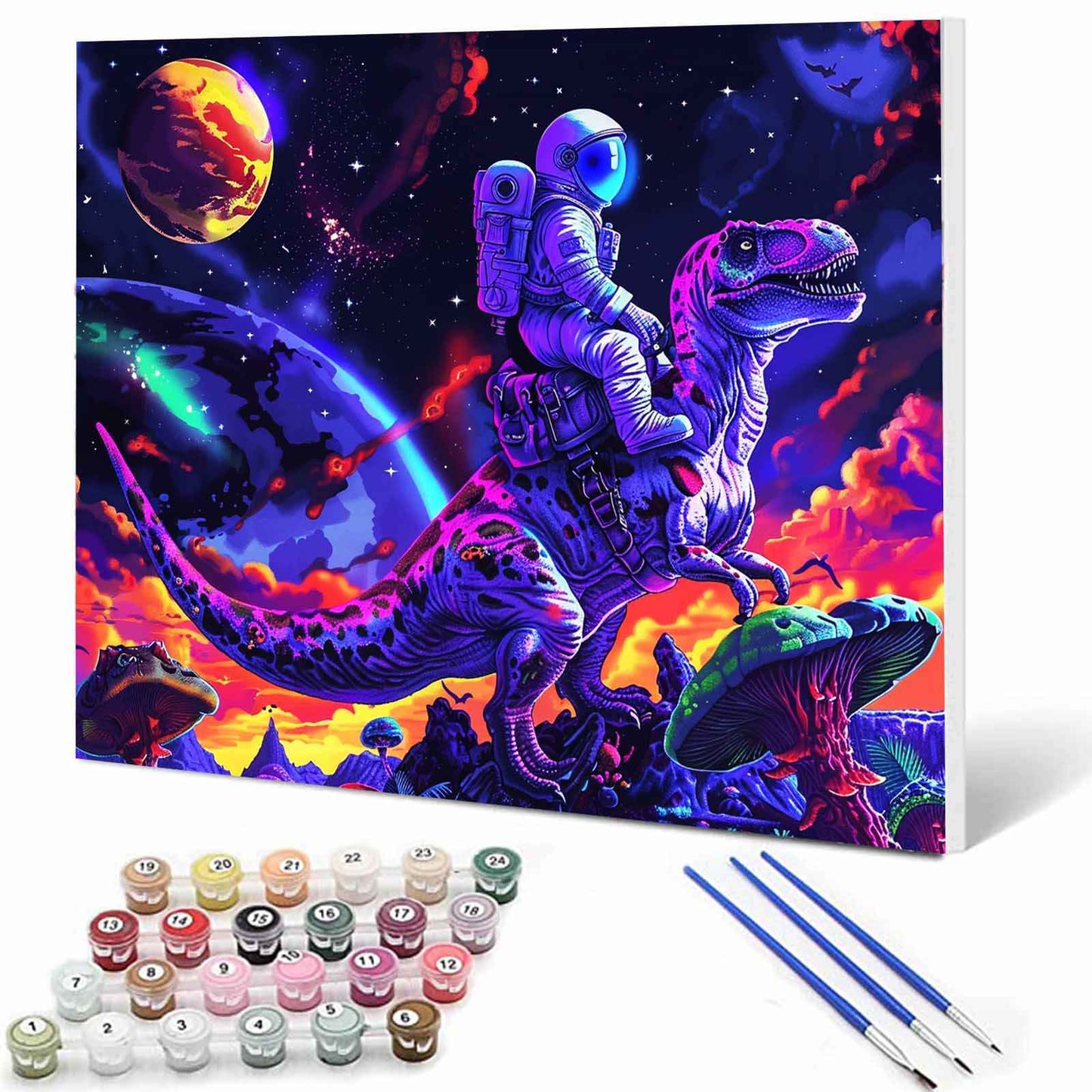 Astronaut Riding Dinosaur II Paint by Numbers