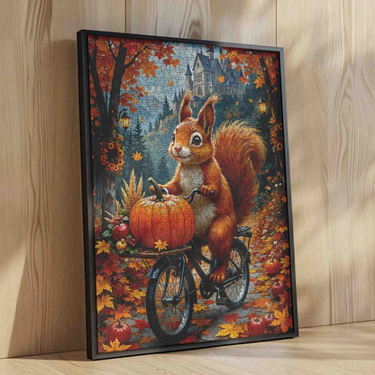 Autumn Forest Ride with Pumpkin Squirrel Jigsaw Puzzle