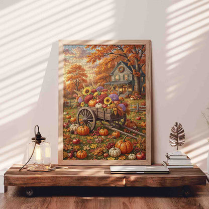 Autumn Harvest Flower Wagon Jigsaw Puzzle
