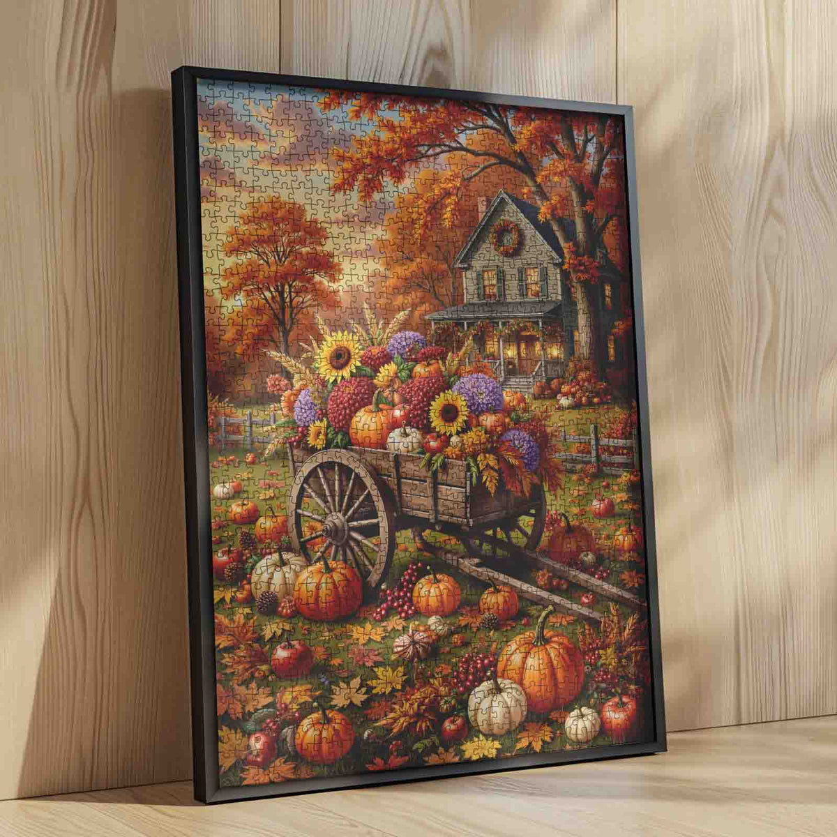 Autumn Harvest Flower Wagon Jigsaw Puzzle