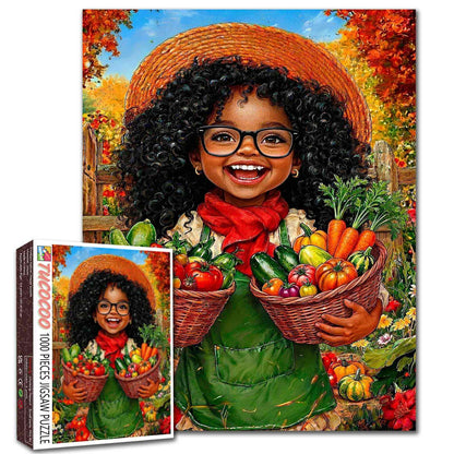 Autumn Harvest Garden Girl Jigsaw Puzzle