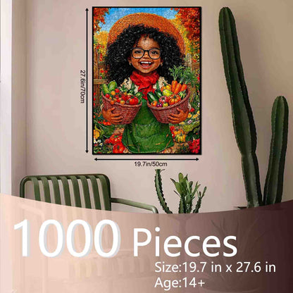 Autumn Harvest Garden Girl Jigsaw Puzzle