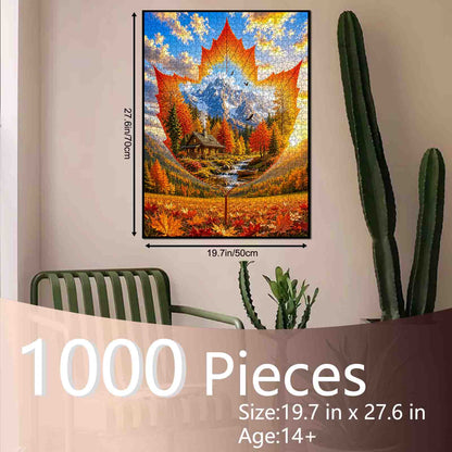 Autumn Maple Mountain Retreat Jigsaw Puzzle