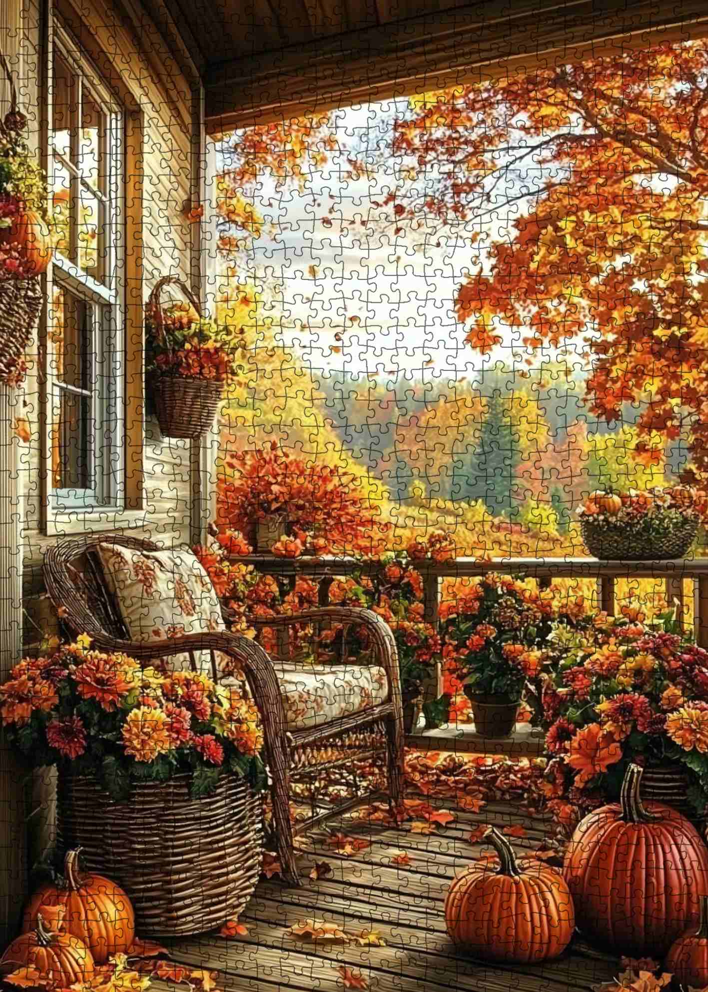 Autumn Porch Serenity Jigsaw Puzzle