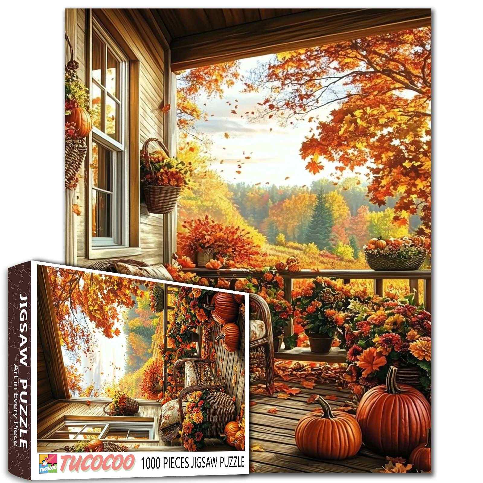 Autumn Porch Serenity Jigsaw Puzzle