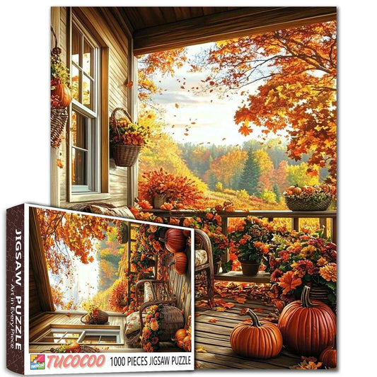 Autumn Porch Serenity Jigsaw Puzzle