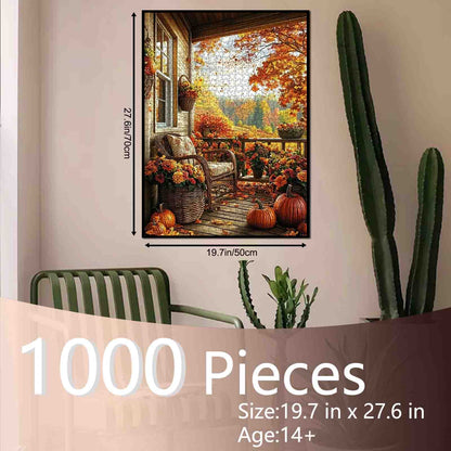 Autumn Porch Serenity Jigsaw Puzzle