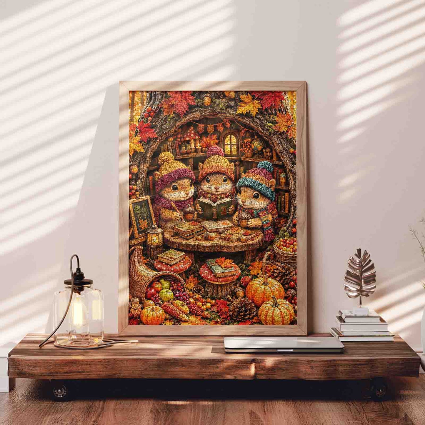Autumn Squirrel Reading Club Jigsaw Puzzle
