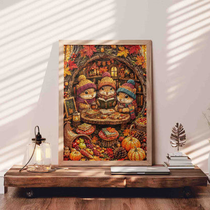 Autumn Squirrel Reading Club Jigsaw Puzzle