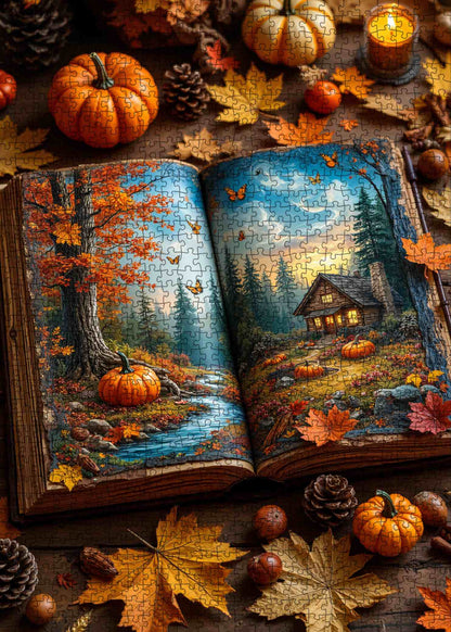 Autumn Storybook Cabin Jigsaw Puzzle