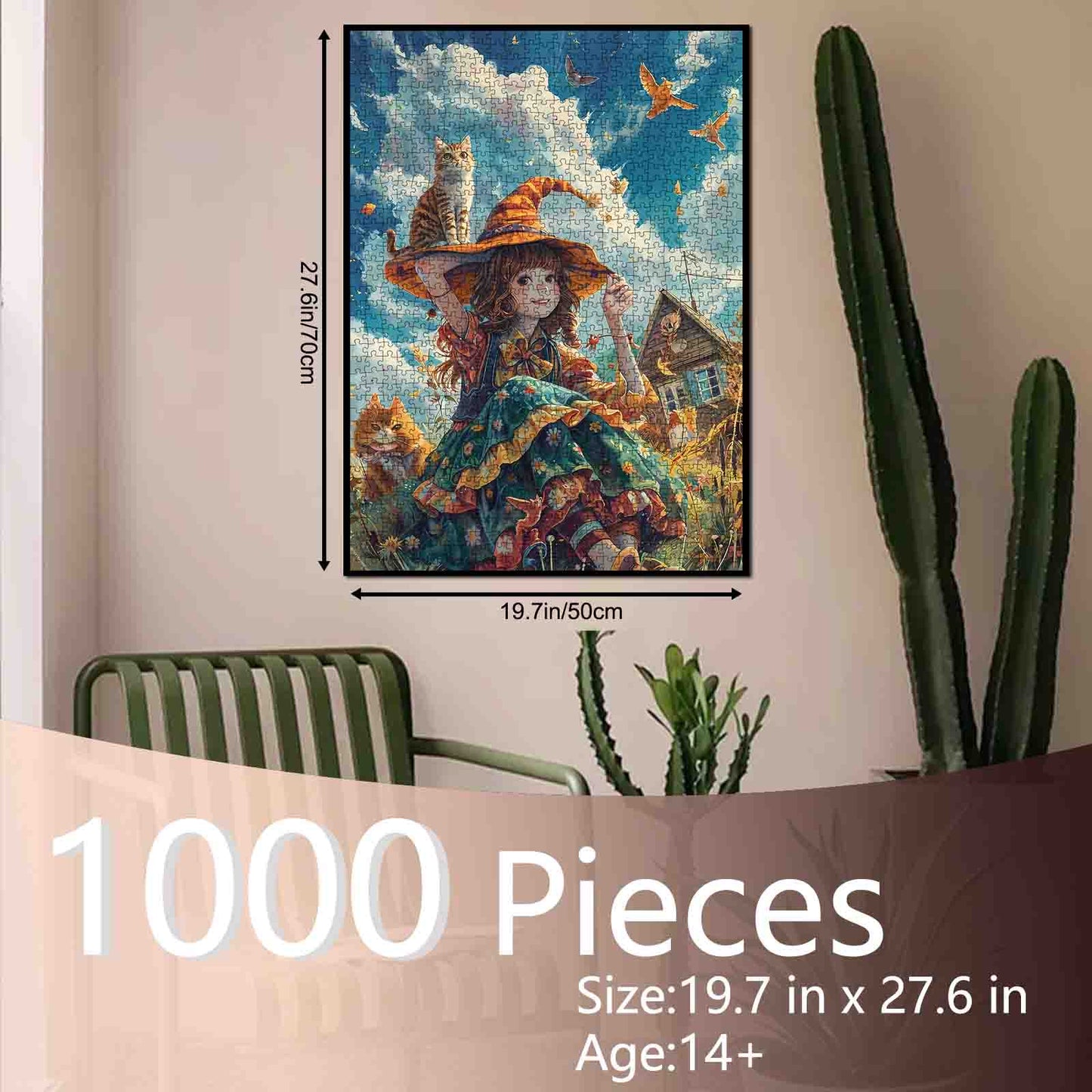 Autumn Witch and Cats Jigsaw Puzzle