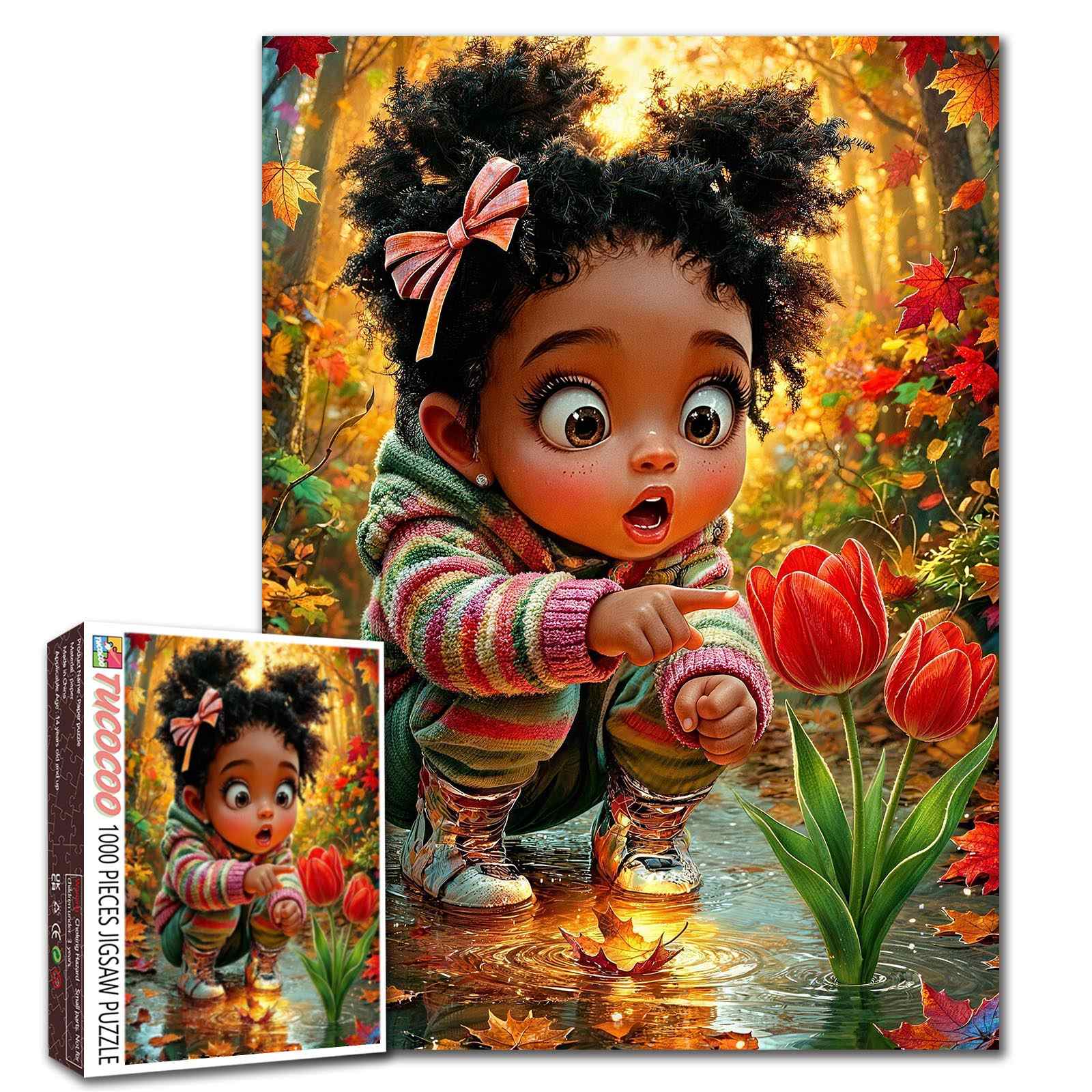 Autumn Wonder Girl Tulip Garden Jigsaw Puzzle