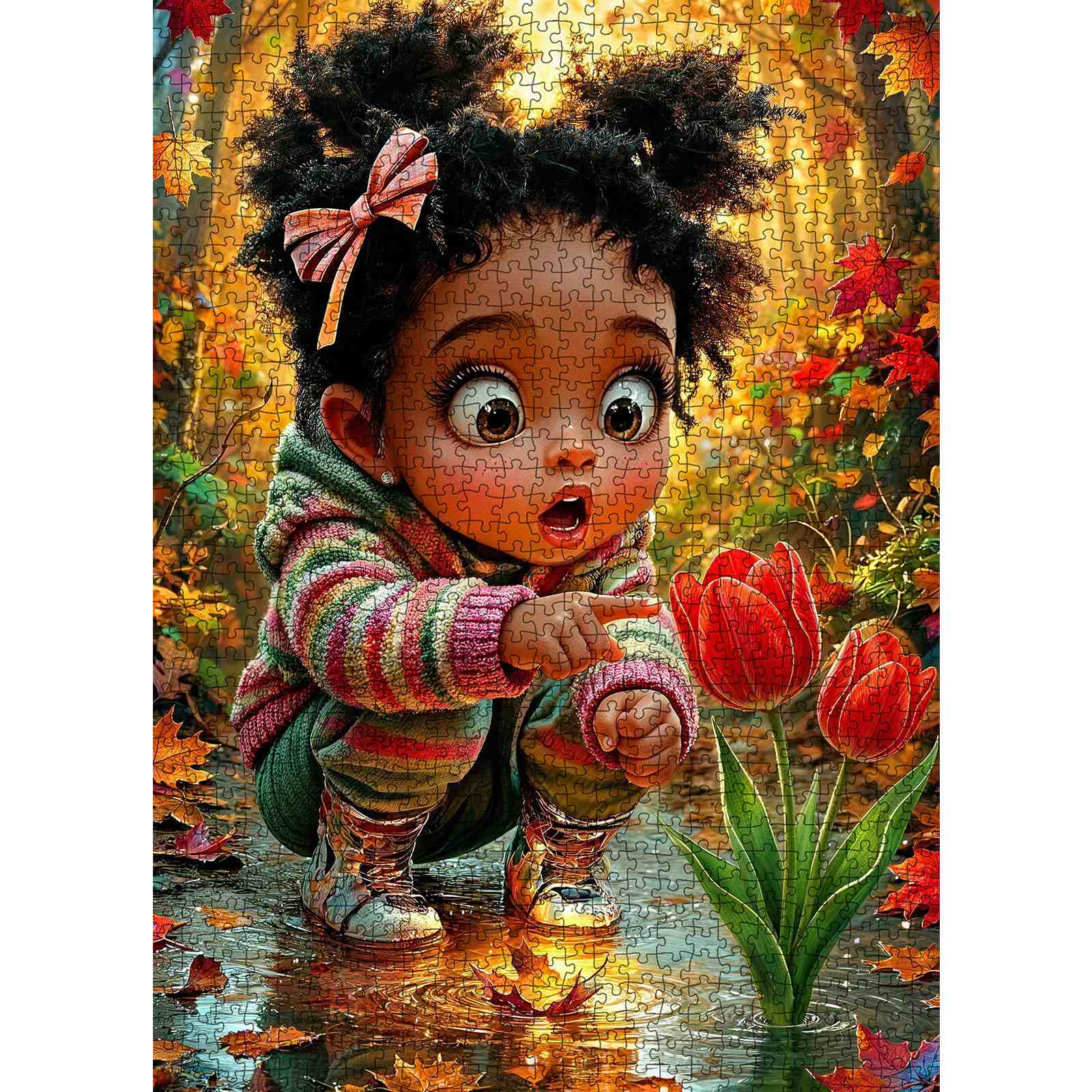 Autumn Wonder Girl Tulip Garden Jigsaw Puzzle
