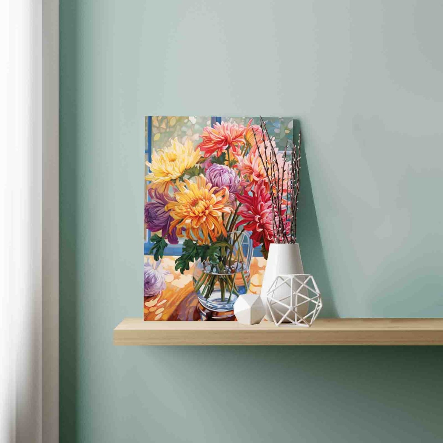 Autumn Chrysanthemums in Vase Paint by Numbers
