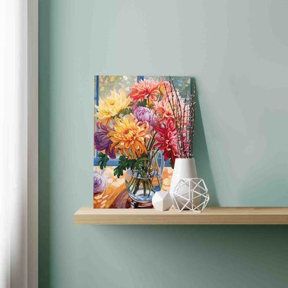 Autumn Chrysanthemums in Vase Paint by Numbers