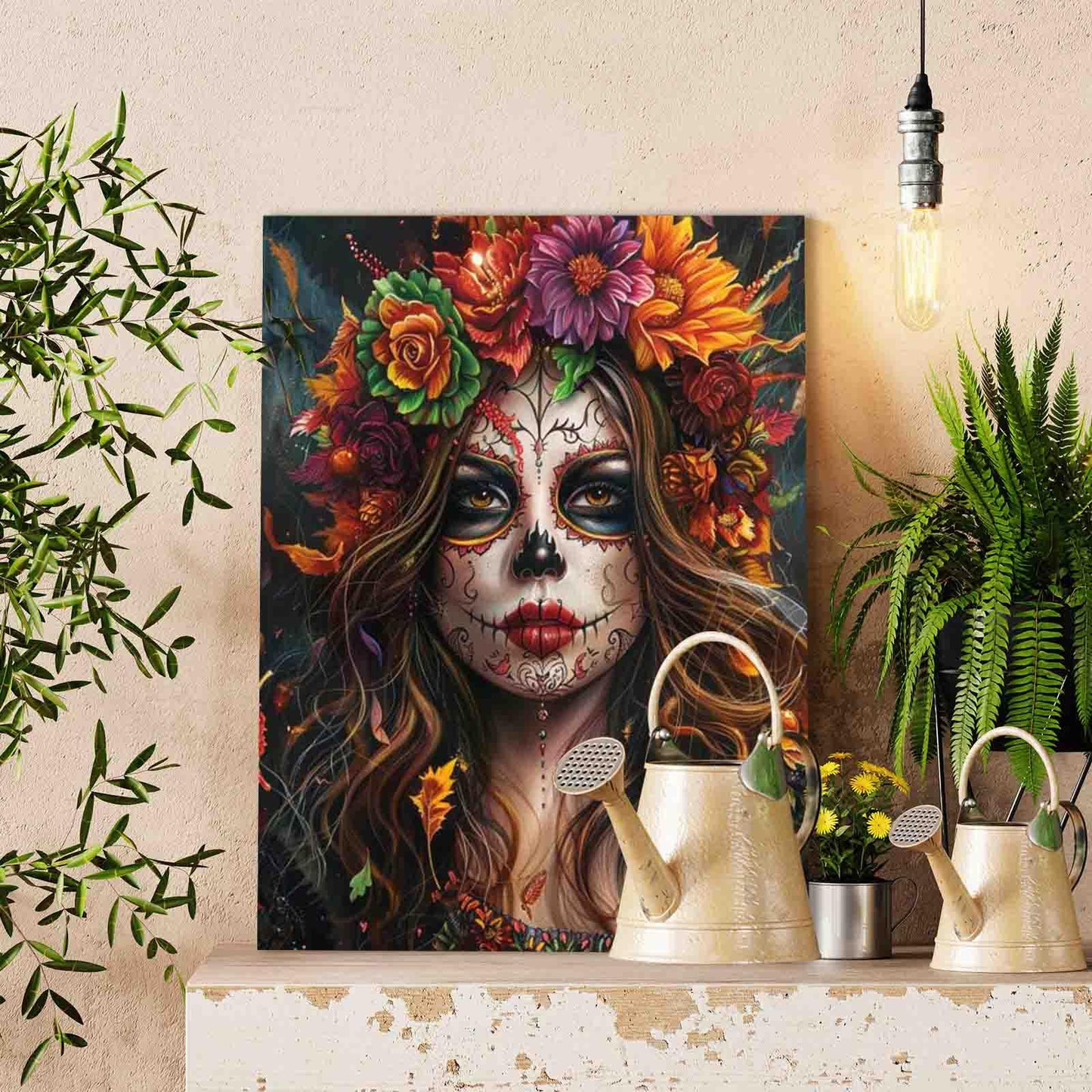Autumn Floral Skull Woman Paint by Numbers