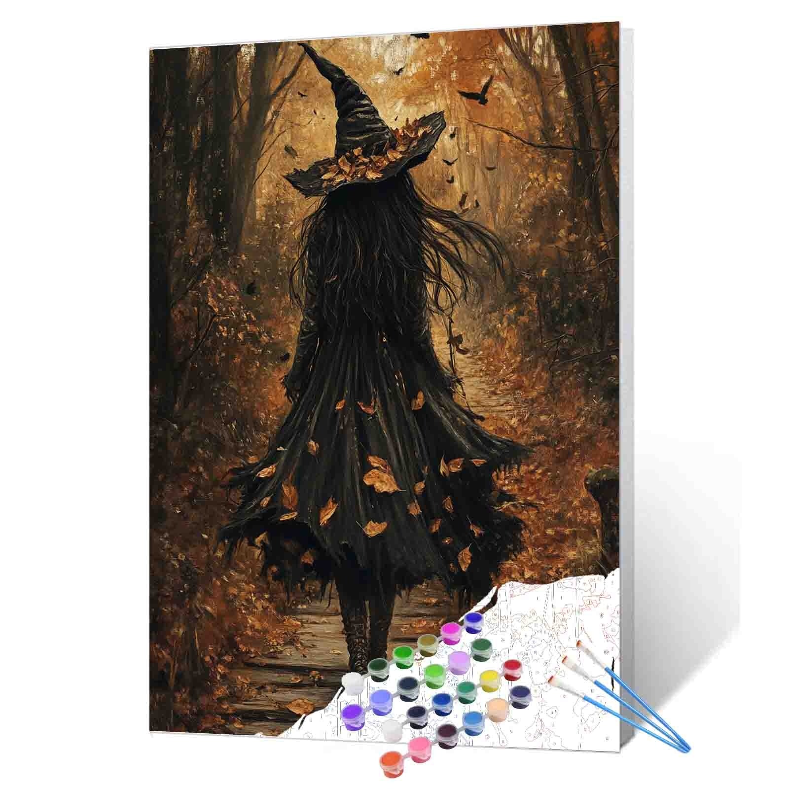 Autumn Forest Witch Walk Paint by Numbers