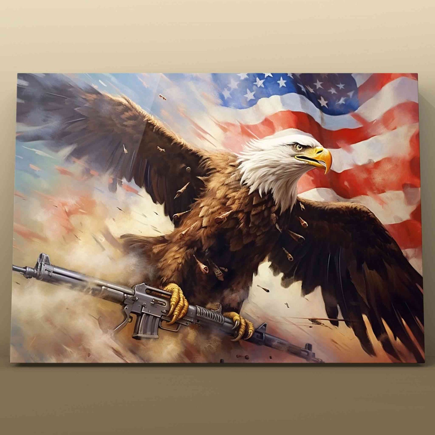 Bald Eagle with Rifle and Flag Paint by Numbers