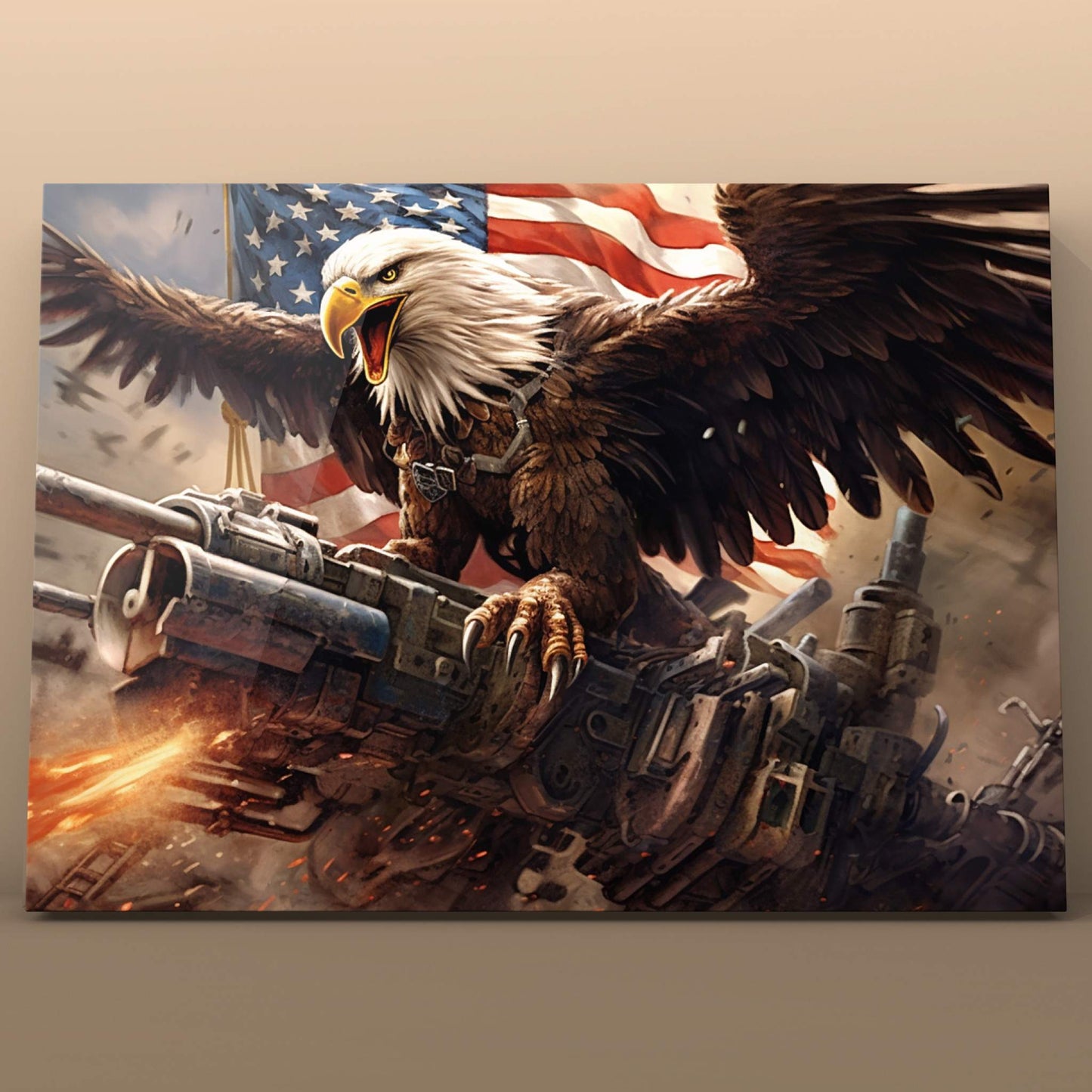 Bald Eagle with Cannon and Flag Paint by Numbers