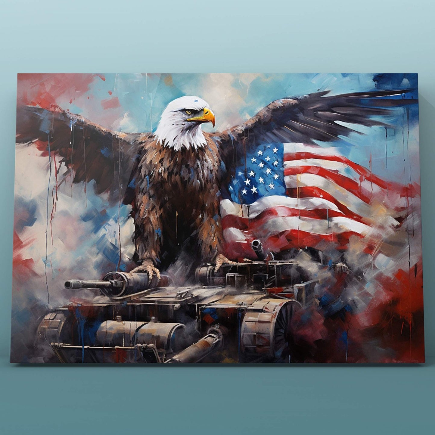 Bald Eagle on Tank with Flag Paint by Numbers