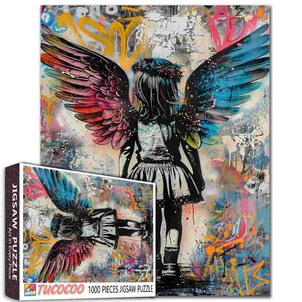 【限定額装】Banksy Angel with Paint プリント/バンクシー BanksyAngelWingsLittleGIrlJigs