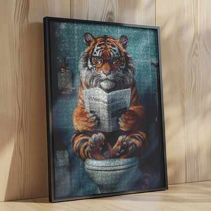 Tiger Reading on Toilet Jigsaw Puzzle