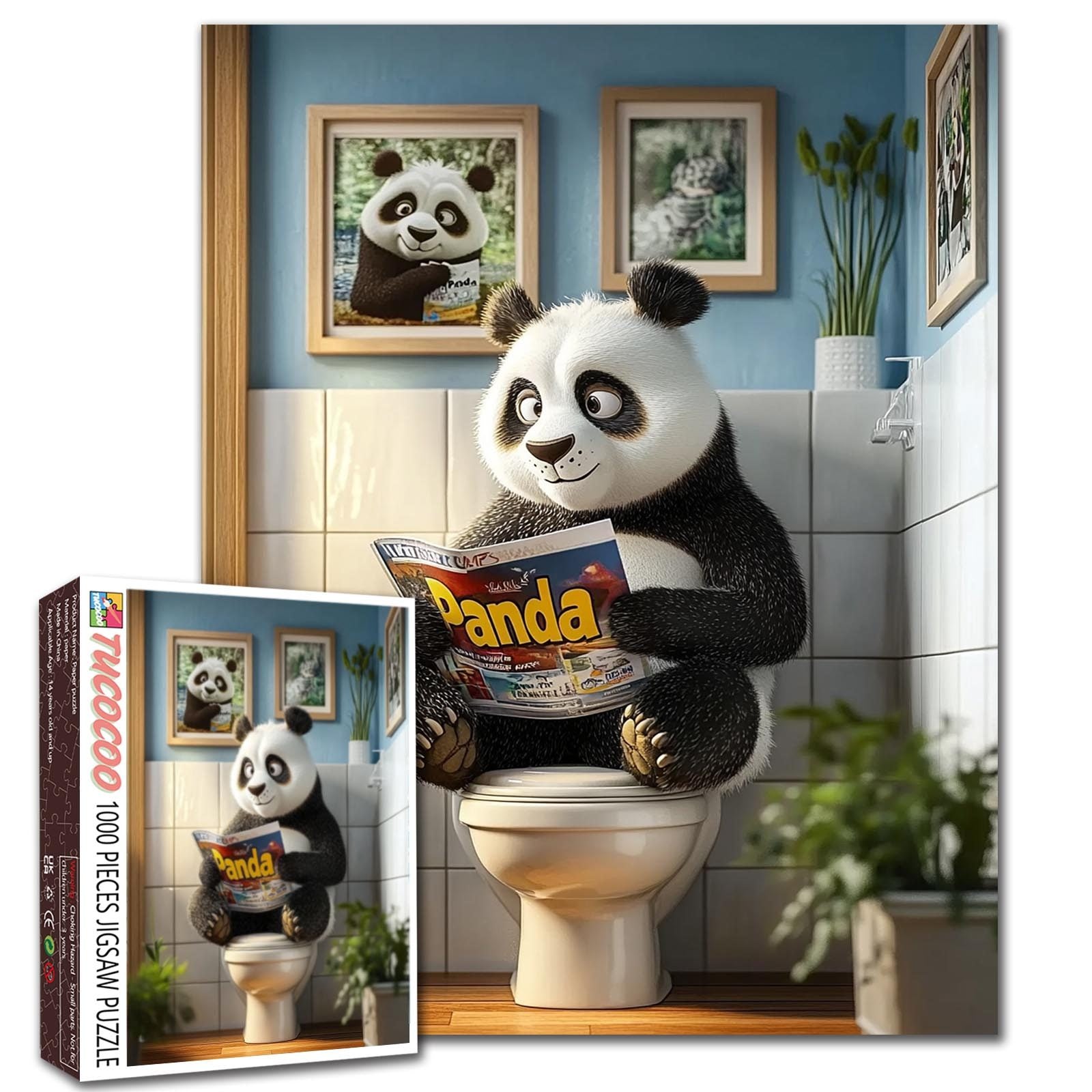 Bathroom Panda Reader Jigsaw Puzzle – Tucocoo